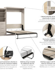 Modubox Pur Queen Murphy Wall Bed and Storage Unit with Drawers (90W), image 61