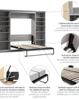 Modubox Versatile Full Murphy Wall Bed and 2 Storage Units, image 14