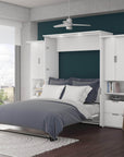Modubox Lumina Queen Murphy Wall Bed and 2 Storage Units (113”) White, image 1