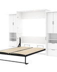 Modubox Lumina Queen Murphy Wall Bed and 2 Storage Units (113”) White, image 4
