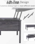 Aosom 39 Inch Modern Rectangular Lift Top Coffee Table with Storage, image 4