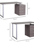 Aosom Industrial Style Office Computer Desk with Reversible 3 Drawer Filing Cabinet, image 3