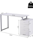 Aosom Industrial Style Office Computer Desk with Reversible 3 Drawer Filing Cabinet, image 12
