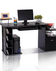 Aosom 59.8 Inch Computer Laptop Desk with Drawer Shelf in Black, image 2