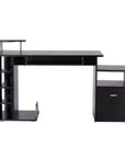 Aosom 59.8 Inch Computer Laptop Desk with Drawer Shelf in Black, image 6