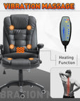 Aosom High Back Heated Massage Swivel Executive Office Chair in Faux Leather, image 4