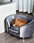Aosom Plush Fabric Elevated Small Dog Sofa Bed in Silver Grey, image 1