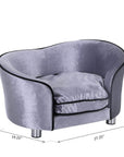 Aosom Plush Fabric Elevated Small Dog Sofa Bed in Silver Grey, image 3