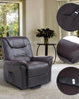 Aosom Brown Faux Leather Power Lift Reclining Chair with Remote Control, image 1
