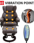 Aosom 10 Vibration Point Massage Reclining Chair and Ottoman in Faux Leather, image 5