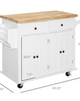 Aosom Portable Kitchen Island Trolley Cart with Spice and Towel Rack in White, image 12