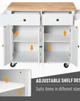 Aosom Portable Kitchen Island Trolley Cart with Spice and Towel Rack in White, image 7