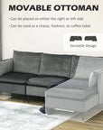 Aosom 82.7" Wide Velvet Reversible Sectional Sofa in Grey, image 5