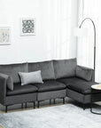 Aosom 82.7" Wide Velvet Reversible Sectional Sofa in Grey, image 1