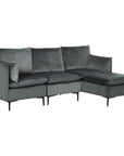 Aosom 82.7" Wide Velvet Reversible Sectional Sofa in Grey, image 2