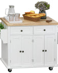 Aosom Portable Kitchen Island Trolley Cart with Spice and Towel Rack in White, image 11