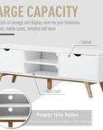 Aosom TV Stand with Two Cabinets and Shelves in White, image 5