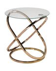 Brassex Inc. Cairo Modern Round Glass Top Accent Table, image 3