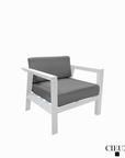 CIEUX Corsica Outdoor Patio Aluminum Metal Club Chair in White with Sunbrella Cushions, image 2