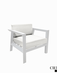 CIEUX Corsica Outdoor Patio Aluminum Metal Club Chair in White with Sunbrella Cushions, image 3