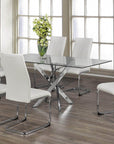 IFDC 63 Inch Princeton 7 Piece Glass Rectangular Dining Table Set, image 2