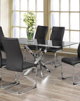IFDC 63 Inch Princeton 7 Piece Glass Rectangular Dining Table Set, image 3