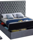 IFDC Blainville Tufted Velvet Storage Platform Bed, image 4