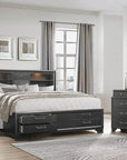 IFDC Ava 5 Piece Storage Platform Bedroom Furniture Set in Grey Lacquer Finish, image 1