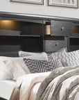 IFDC Ava 5 Piece Storage Platform Bedroom Furniture Set in Grey Lacquer Finish, image 3