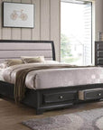 IFDC Natalie Upholstered Headboard Platform Bed with Two Storage Drawers in Brown, image 1