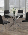 IFDC 44 Inch Ashcroft 5 Piece Round Glass Dining Room Furniture Set, image 2
