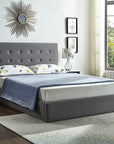 IFDC New Westminster Tufted Grey Fabric Platform Bed with Lift Storage, image 2