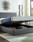 IFDC New Westminster Tufted Grey Fabric Platform Bed with Lift Storage, image 1