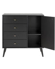 Modubox Milo Mid Century 4 Drawer Chest with Door in Black, image 2