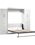 Modubox Pur Queen Murphy Wall Bed with Closet Storage Cabinets (115W) in White, image 5