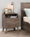 Modubox Milo Mid Century 2 Drawer Nightstand with Angled Top, image 1