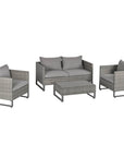 Aosom 4 Piece Outdoor Patio Rattan Wicker Conversation Set in Grey, image 2