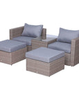 Aosom 5 Piece Outdoor Patio Rattan Wicker 2 Person Deep Seating Conversation Set in Deep Grey, image 2