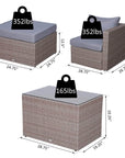 Aosom 5 Piece Outdoor Patio Rattan Wicker 2 Person Deep Seating Conversation Set in Deep Grey, image 3