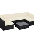 Aosom 7 Piece Outdoor Patio Wicker Rattan Modular U Shaped Sectional Sofa Set with Coffee Table in Khaki, image 2