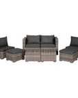 Aosom 8 Piece Outdoor Patio Wicker Rattan Modular Conversation Furniture Set in Grey, image 8
