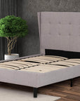 Primo International Avian Button Tufted Wingback Platform Bed, image 1