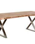 Primo International Loomie 82" Rectangular Wood and Metal Dining Table in Brown, image 1