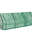 Aosom Long Tunnel 3 Door Metal and Plastic Portable Backyard Greenhouse in Green, image 4