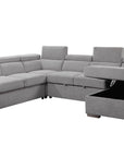 Urban Cali Bel Air 123.5" Wide Large Modular Sleeper Sectional Sofa Bed with Storage Chaise in Thora Stone, image 24