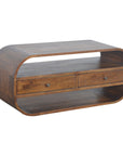 Chestnut Curved Edge Media Unit with 2 Drawers