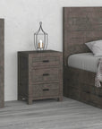 Rustic Classics Whistler Reclaimed Wood 3 Drawer Nightstand in Grey, image 2
