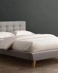 True Contemporary Drew Grey Tufted Linen Platform Bed, image 2