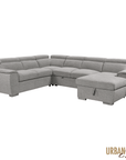 Urban Cali Bel Air 123.5" Wide Large Modular Sleeper Sectional Sofa Bed with Storage Chaise in Thora Stone, image 22
