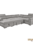 Urban Cali Bel Air 123.5" Wide Large Modular Sleeper Sectional Sofa Bed with Storage Chaise in Thora Stone, image 7
